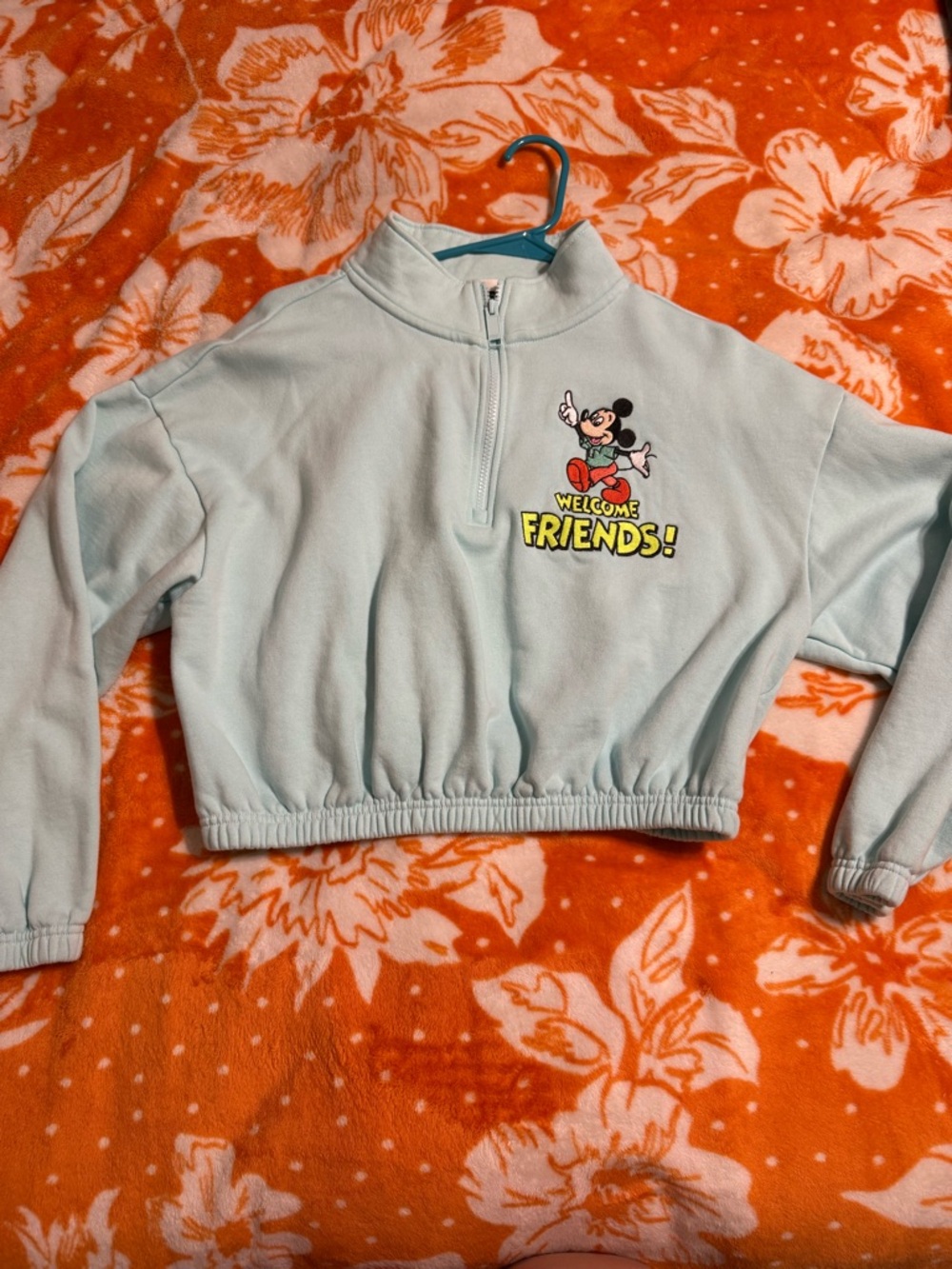 Disney Mickey Mouse Light Blue Half-Zip Sweatshirt